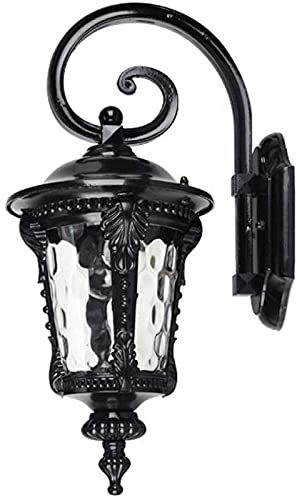 Applique murale extérieure E27 vintage noire en aluminium et verre ondulé étanche de 42cm