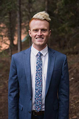 Image of DAZI Men's Skinny Tie Floral Print Cotton Necktie, Great for Weddings, Groom, Groomsmen, Missions, Dances, Gifts.