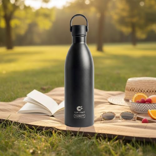 Image of Clay Craft Meko Double Wall|18 Hours Hot and 24 Hours Cold Water Bottle Vacuum Insulated Flask Bottle|680ml, Steel Bottles for Travelling|BPA-Free|Leak Proof|BIS Certified|1Year Limited Warranty