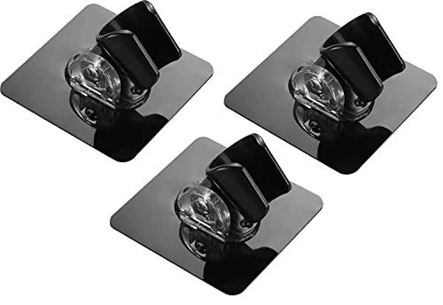 Image of ZIVIK Self Adhesive Handheld Shower Head Holder, Adjustable Bathroom Wall Mounted Bracket Holder, Drill-free Wall Hanging Shower Shelf Free Perforation Shower Head Stand (Black, 3)