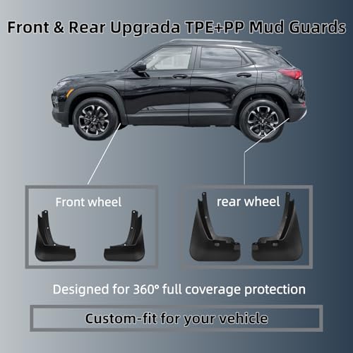 Image of No Drill Mud Flaps Splash Guards Compatible with Chevrolet Trailblazer 2021-2026,OEM Style Textured Black Custom Fit All Weather Exterior Accessories(4PCS)