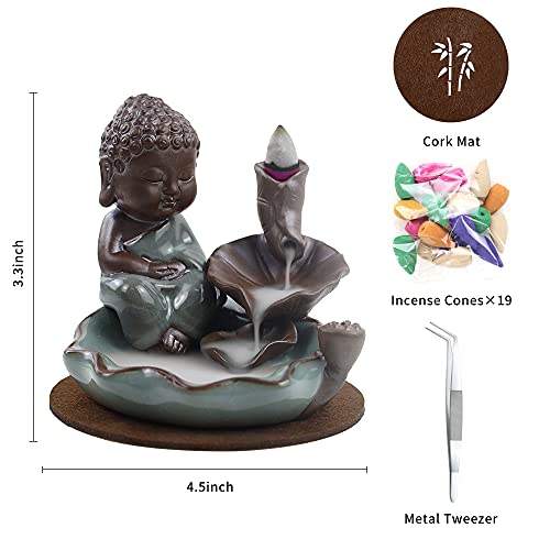 Abcdef Ceramic Backflow Incense Holder Waterfall Incense Burner, Buddha Backflow Incense Holder With 20 Cones, 1 Mat And 1 Tweezers For Home Office Desk Decor Yoga Aromatherapy Accessories #TOP1