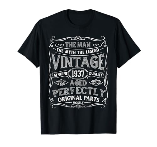 Hombre Mito Leyenda Vintage 1937 Año de nacimiento Cumpleaños Camiseta