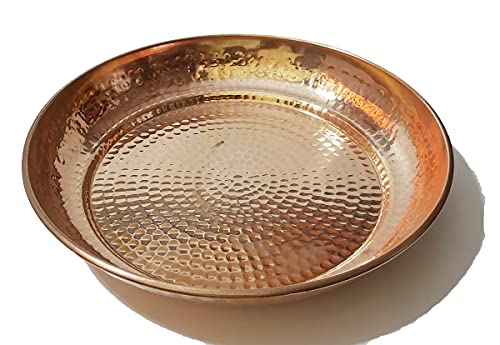 Parijat Handicraft Hammered Serving Dinner Thali Plate, Serveware Dinnerware Home Restaurant, Diameter 12'' Inch #TOP2