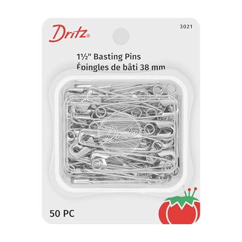 Dritz 3021 Basting Safety Pins, Size 2 (50-Count), Nickel