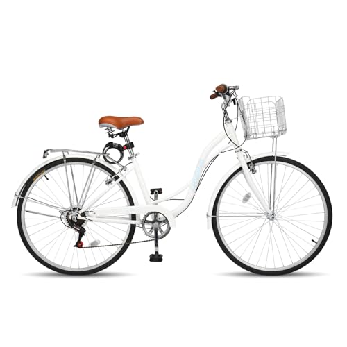 CamPingSurvivals 26' Cruiser Bike Commuter Bike 7 Speed Women's Bicycle Beach Cruiser with Ergonomic...