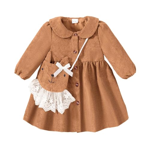 Mioglrie Toddler Girl Fall Dress Baby Girl Winter Clothes 6 12 18 24 Months Outfit Cute Dresses for Girls with Satchel