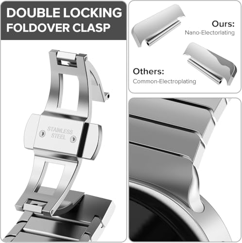 Image of Zitel No Gap Metal Band Compatible With Samsung Galaxy Watch 9 /8 (40 /44mm), Watch 8 Classic (46mm) Stainless Steel Metal Link Bracelet