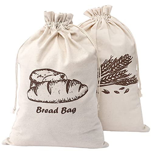 Augshy Bread Bag, 2 Pieces Linen Bread Bags for Homemade Bread Container, 17.5 ×11.5 Inches Unbleached & Reusable Bread Storage, Natural Large Storage for Artisan Bread by Augshy - Used condition - US$5.69