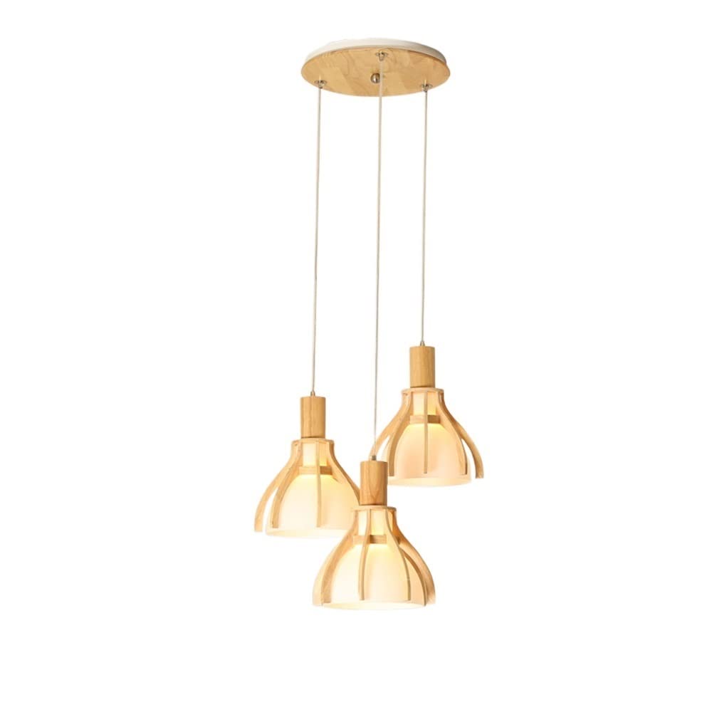 Lustre moderne en bois massif pour éclairer un plafond sombre à 3 lampes