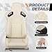 Auto Dynasty Pair of Racing Seat Universal Vinyl Leather Stitching Reclinable Bucket Seats with Bottom Mount Sliders, 37 (H) x 20.5 (W) x 21 (D) Inches, Driver and Passenger Side, White