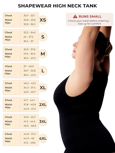 WAISTLINE Women's Compression Tank Top with Adjustable high Neck - Shapewear Cami for Tummy Control - Body Shaper Camisole