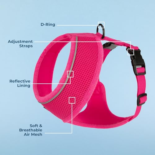 Image of Best Pet Supplies Voyager Aerolite Over the Head Dog Harness, No Pull Breathable Air Mesh Vest, Quick Dry with Reflective Stitching, Adjustable Escape Resistant Harness - Fuchsia, Small