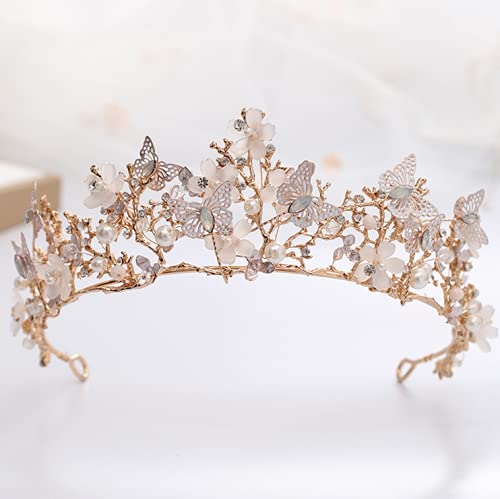 Tiara met vlinders, kristallen, parels, bruiloft, bruidssieraad, haarsieraad voor bruiloft, verjaardag, feest - Image 8