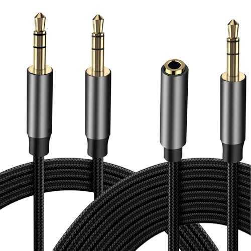 Evavii Aux Kabel, Audio Kabel 3,5mm Klinkenkabel 1m & 5m Klinke Verl&auml;ngerung, Stereo Klinke Audio Verl&auml;ngerungskabel Nylon Geflochtenes Hochwertige F&uuml;r Kopfh&ouml;Rer, Auto, Smartphones, Pc, Stereoanlagen