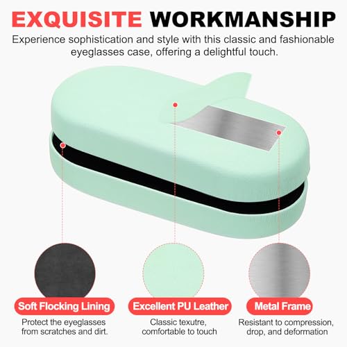 Image of PATIKIL Hard Shell Eyeglasses Case, PU Leather Large Glasses Case Litchi Grain Protective Sunglasses Organizer for Women Men