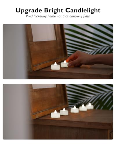 Image of BEICHI Flameless Candles, 100Pack Battery Operated Candle, LED Tea Lights Candle Battery Operated, Flickering Fake Votives for Wedding Halloween Christmas Diwali- Pure White Light