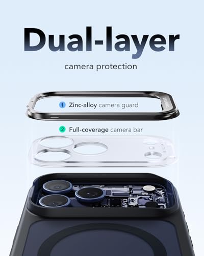 Image of ESR for iPhone 17 Pro Max Case with Stash Stand, Camera Control Cover Compatible with MagSafe, Military-Grade Drop Protection Magnetic Phone Case, Scratch-Resistant Back Cover,Frosted Black