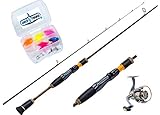 FERTIGES ANGELSET: Tolle Angelrute mit bespulter Angelrolle und UL-Köderset im Komplettset. Eine Angelcombo zum direkten losangeln. Nur noch die Montage dran und los geht das Angeln – Egal ob Kinder oder Erwachsene, Anfänger oder Fortgeschrittene.