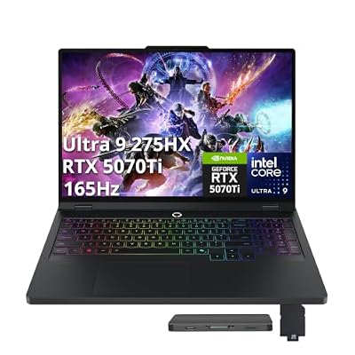 Lenovo Legion Pro 5 16" WQXGA 165Hz Gaming Laptop, Intel Core Ultra 9 275HX, GeForce RTX 5070 Ti 12GB GDDR7, 16GB DDR5, 2TB Storage (1TB SSD+1TB Docking Station), Backlit Keyboard, Win 11 Pro, Black