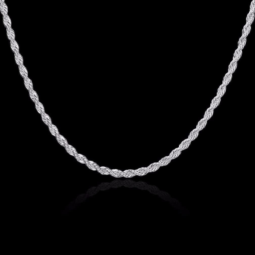 Silver 4mm Zircon Necklace for Men and Women - 16-30 cm