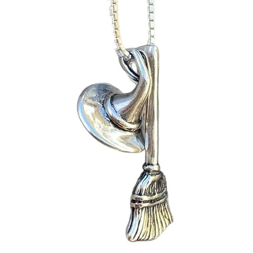 Witch Hat and Broom Necklace