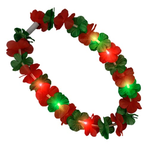 blinkee Fiesta Floral Illumination - Light Up Hawaiian Cinco de Mayo Lei with Red & Green LEDs - 31 Inches