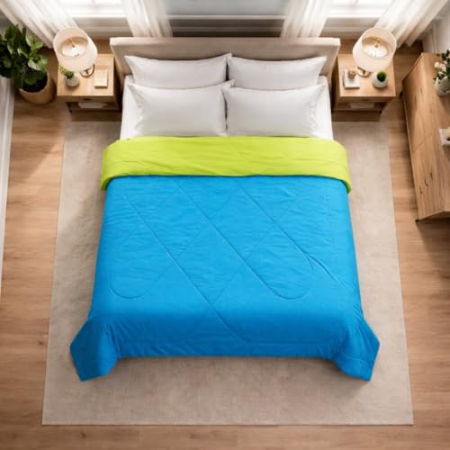 Image of Dream Living Microfibre Reversible Comforter | Double (Aqua & Green, 200 GSM)