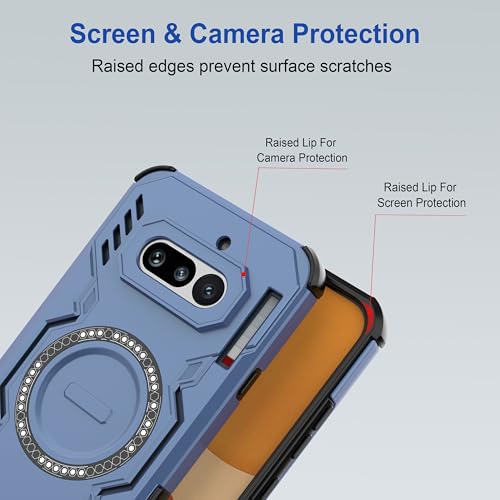 Image of amazon basics Back Case Cover for Nothing Phone (4a) | Magnetic Case with Built-in Metal Ring | Supports MagSafe Charger, Wallet & Car Mount | Shockproof Hybrid PC + TPU | Blue
