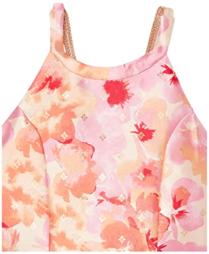 Speechless Girl's Halter Neck Mikado Midi Party Special Occasion Dress, Pink/Coral, 143