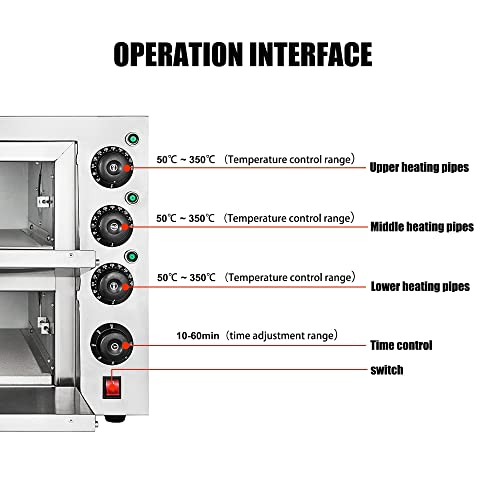 Electric Pizza Oven Commercial Single Deck/Double-Deck Pizza Drawer Toaster Oven Countertop Stainless Steel Multipurpose Snack Toaster Oven #TOP4