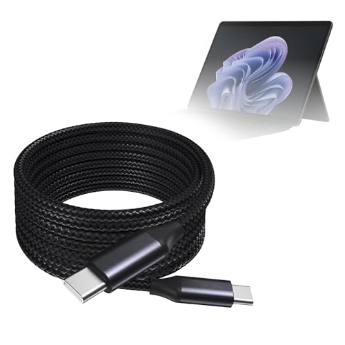 BoxWave Cable Compatible with Microsoft Surface Pro 2025(12 in) - DirectSync PD Cable (10ft) - USB-C to USB-C (100W), Long Type C Braided Nylon Alloy Fast Charge - Jet Black