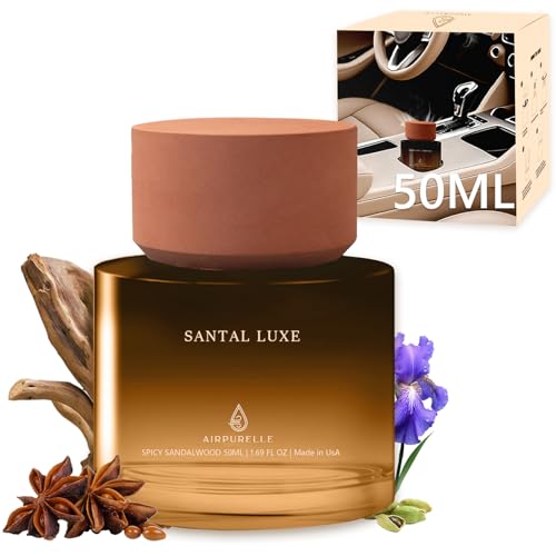 Image of Car Air Freshener 50ML (1.7 FL OZ) Car Fresheners Fragrance, Spicy Sandalwood Fragrance Oil Air Diffuser, 180+ days Long Lasting Perfume, Car Air Freshner Aroma Stone Cap Design, Made in USA