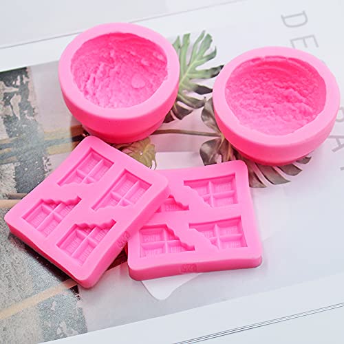 Aifuda Candle Making Mould, 2 Pcs 3D Ice Cream Ball Shape Molds And 2 Pcs Half Chocolate Shape Soap Molds, For Diy Candle, Soap, Bath Bomb, Beeswax, Cake Decoration #TOP3
