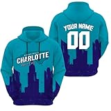 UUART Charlotte Custom Basketball Sweatshirt Hoodie Personalized Name Number Gifts for Fans Blue Navy Small-5X-Large