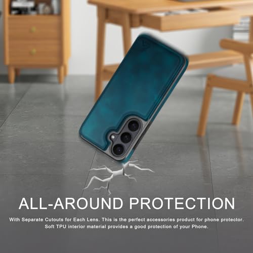 DJDUCK Designed for Samsung Galaxy S26 Case Wallet with Card Holder, [Magnetic Clasp Cover] [RFID Blocking Leather Protection] Shockproof Women Men Cases for Samsung S26 Teal by DJDUCK - Used condition - Image 5