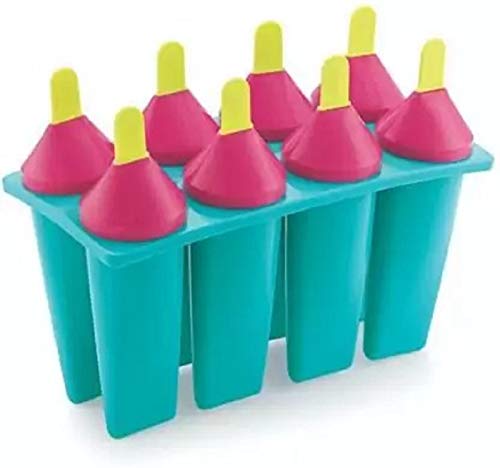 pass pass Set of 8 Plastic Ice Cream Candy Kulfi Maker Moulds | Reusable Ice Stick Tray for Homemade Popsicles, Kulfi & Desserts | Multicolor