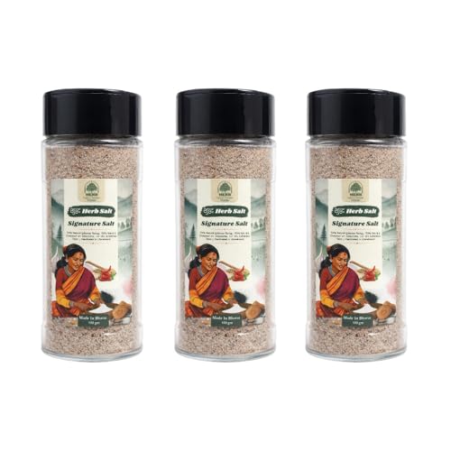 Image of Shuddhherb Signature Salt (300gm Pack of 3) Pahadi Chat Loon with Mint, Hing, Garlic & Himalayan Pink Salt, Anti-Inflammatory, Aids Digestion, Authentic Sil Batta Himalayan Blend