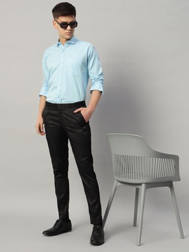 Image of Vogaan Formal Pant with Expandable Waist for Men | Men's Cotton Regular Fit Flat Front Pant for Party and Casual Wear