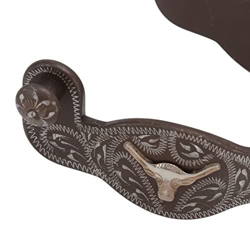 KUIDAMOS Horse Spurs 1Pair 4.65x3.45in,Carbon Steel Western Spur with Hand Carved Decoraation Boot Spurs for Men Retro Horse Spurs for Equestrian Training, Equestrian Competition