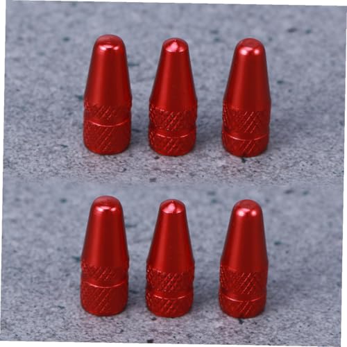 6 Pcs Tapas de Válvula Aluminio Rojas para Bicicleta miniatura 2