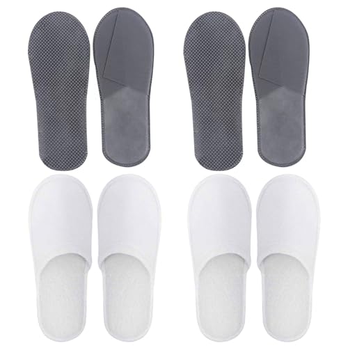 Pantofole Usa e Getta Antiscivolo, Pantofole Chiuse, Pantofole in Spugna Premium, Ciabatte Monouso per Hotel, Spa, Casa, Viaggi, Unisex, Lavabili, Misura Universale, 4 Paia