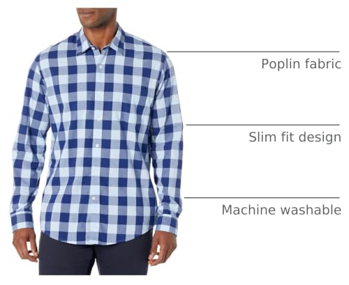 Image of Amazon Essentials Men's Regular-Fit Long-Sleeve Casual Poplin Shirt, Button Front, Business Casual, Collared