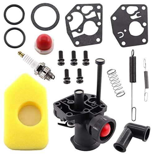 MCHNIC Kit carburateur pour tondeuse à gazon Briggs & Stratton 499809 498809A 494406 et filtre à air 698369 Ressort de régulateur 691859 692211 Membrane 795083 495770