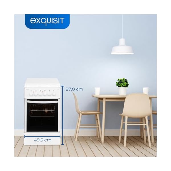Exquisit Standherd EH 10.3 F2 | Elektro-Standherd | 50 cm | Masse-Kochfeld | 50 L Garraum | Inkl. Deckel | Weiß – Bild 5