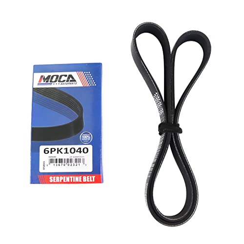 Image of MOCA EPDM 6PK1040 Serpentine Belt Compatible with 1999-2003 for Lexus RX300 3.0L & 2005-2008 for Toyota Solara 3.3L & 2004-2006 for Toyota Sienna 3.3L & 1997 for Volkswagen Passat 1.9L
