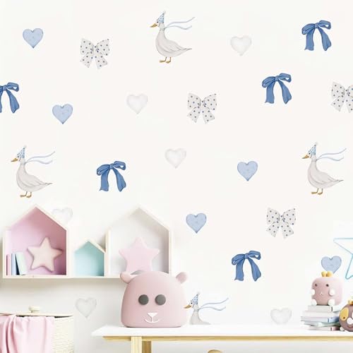6 hojas de stickers de pared gansos azules elegantes