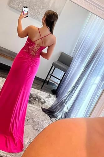 Lace Mermaid Prom Dresses for Women Teens 2025 Satin Corset Formal Evening Gowns with Slit4