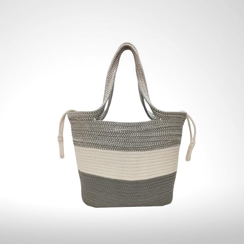 Image of SAPROSE Polypropylene Tote Tiffin Basket With Cover Carry Bag, Storage Basket, Picnic Basket, Lunch Bag, Tiffin Basket, Handbag for Lunch Box and Water Bottle, (29 x 18 x 28 cm) (Grey)