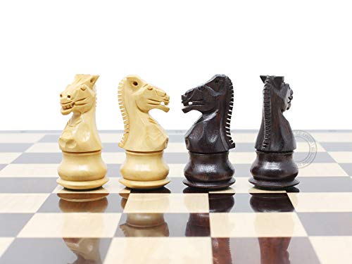 House Of Chess - Ringy Rosewood Galaxy Staunton Wooden Chess Set Pieces King Size 3" + 15" Flat Ringy Rosewood Chess Board #TOP6